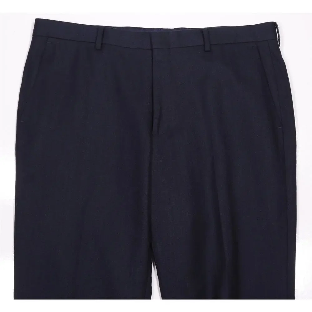 J Crew Ludlow Slim Mood Wool Cotton Navy Blue Woven Dress Pants 36x32